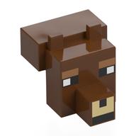 Lego Animal Body Part, Head Blocky with Black/White Eyes, Medium Nougat Eyebrows, Tan Nose print / Reddish Brown