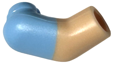 Lego Arm, Right with Molded Bright Light Blue Short Sleeve  Pattern / Light Nougat