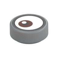 Lego Tile Round 1 x 1 with Reddish Brown Eye Looking Right (White Dot on Top) Print / Light Bluish Gray