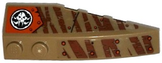 Lego Wedge 6 x 2 Left with Tiger Stripes, Alien Skull, Metal Plates and Rivets Pattern (Stickers) - Set 70143