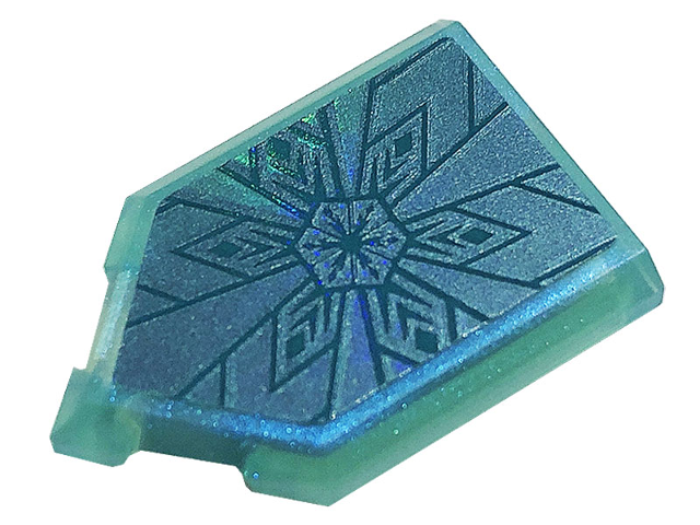 Lego Tile, Modified 2 x 3 Pentagonal with Metallic Light Blue Snowflake and Ice Crystals Pattern (Sticker) - Set 43197