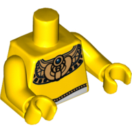Lego Torso Ancient Egyptian Golden Necklace and White Belt Print, Yellow Arms and Hands