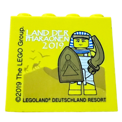 Lego Brick 2 x 4 x 3 with 'LAND DER PHARAONEN 2019 LEGOLAND DEUTSCHLAND RESORT' Print / Yellow
