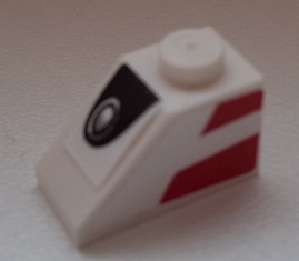 Lego Slope 45 2 x 1 with Headlight and 2 Red Stripes on Side Pattern Model Left Side (Stickers) - Set 75876