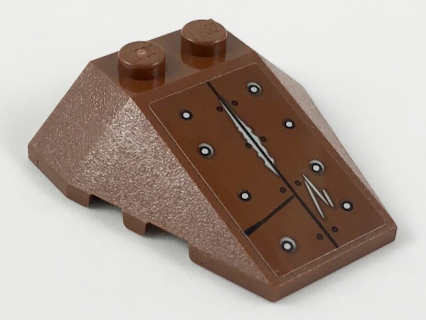 Lego Wedge 4 x 4 Triple with Stud Notches with Silver Rivets, Scratches, and Exposed Metal Pattern (Sticker) - Set 70827