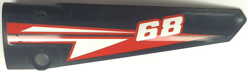 Lego Technic, Panel Fairing # 6 Long Smooth, Side B with Red and White Triangles and Number 68 Pattern (Sticker) - Set 42089