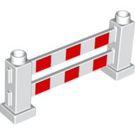 Lego Duplo Fence 1 x 6 x 2 with Red Stripes Print / White
