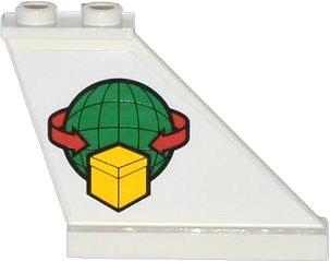 Lego Tail 4 x 1 x 3 with Box and Arrows and Globe Pattern on Right Side (Sticker) - Set 60021 / White