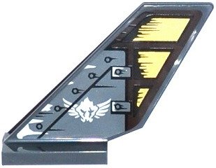 Lego Tail Shuttle with Rivets, Wooden Rudder and White Winged Skull Pattern on Both Sides (Stickers) - Set 70747 / Dark Bluish Gray