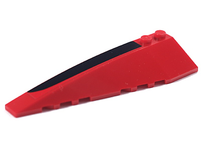Lego Wedge 10 x 3 Left with Black and Red Trim Pattern (Sticker) - Set 8652 / Red