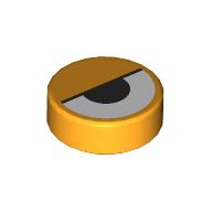 Lego Tile Round 1 x 1 with Half-Closed Eye Print / Bright Light Orange