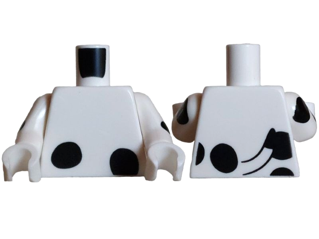 Lego Torso with Black Dalmatian Spots and Tail Pattern / White Arms with Black Dalmatian Spots / White Hands