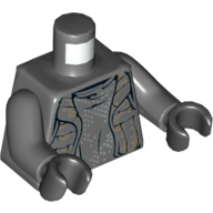 Lego Torso Vest with Dark Tan Camouflage over Shirt with Silver Dots Print, Dark Bluish Gray Arms, Black Hands / Dark Bluish Gray