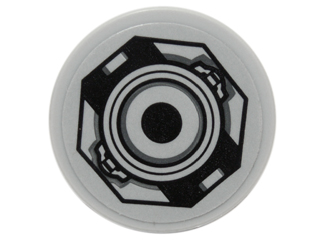 Lego Tile, Round 2 x 2 with Bottom Stud Holder with SW White and Black Circles and Octagon Pattern (Sticker) - Set 75102