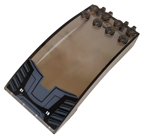 Lego Windscreen 8 x 4 x 2 Curved with Locking Dual 2 Fingers with Black and Dark Bluish Gray Vents and Hull Plates Pattern (Sticker) - Set 76100
