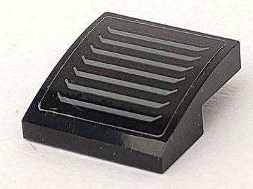 Lego Slope, Curved 2 x 2 x 2/3 with Dark Bluish Gray Vents Pattern (Sticker) - Set 60160 / Black