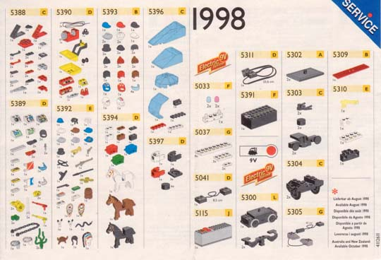 Lego 1998 Medium Service  Packs European (4112611)