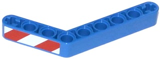 Lego Technic, Liftarm, Modified Bent Thick 1 x 9 (6 - 4) with Red and White Danger Stripes Pattern Model Left Side (Sticker) - Set 42024