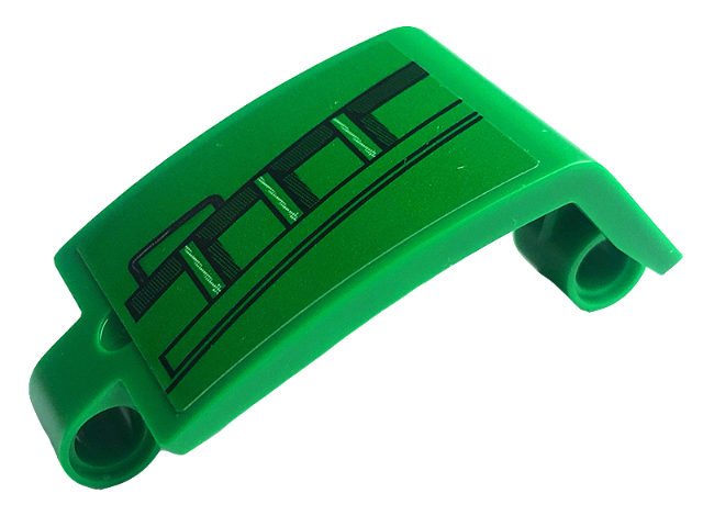 Lego Technic, Panel Curved 3 x 5 x 3 with Black Ladder Pattern (Sticker) - Set 42136 / Green