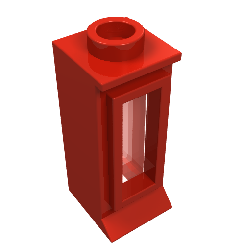Lego Window 1 x 1 x 2, Extended Lip, Hollow Stud [with Glass] / Red
