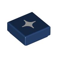Lego Tile 1 x 1 with White Star Print / Dark Blue