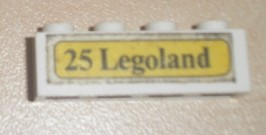 Lego Brick 1 x 4 with Black '25 Legoland' on Yellow Background Pattern (Sticker) - Set 379-1 / White