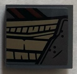 Lego Slope, Curved 2 x 2 x 2/3 with Dark Tan Belt over Pearl Dark Gray Armor Model Left Pattern (Sticker) - Set 76075 / Dark Bluish Gray