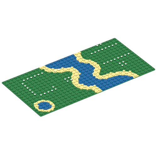 Lego Baseplate 16 x 32 with River and Dots Print