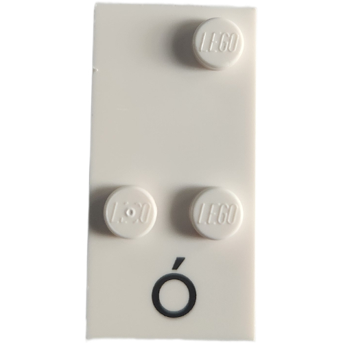 Lego Braille Brick 2 x 4 with 3 Studs ⠬ and 'Ó' Print / White
