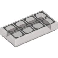 Lego Tile 1 x 2 with Silver Squares Print