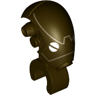 Lego Minifig Head Special, Mechanical with White Eyes and Dark Tan Lines Print (Commando Droid) / Dark Brown