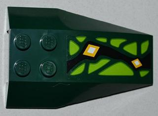 Lego Wedge 6 x 4 Triple Curved with Lime Scales and 2 Yellow Diamonds Pattern Model Left Side (Sticker) - Set 9450