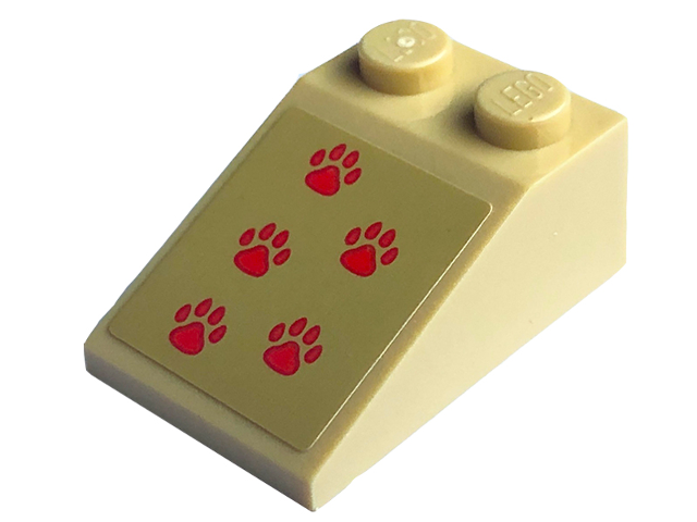 Lego Slope 33 3 x 2 with Coral Paw Prints Pattern (Sticker) - Set 41755
