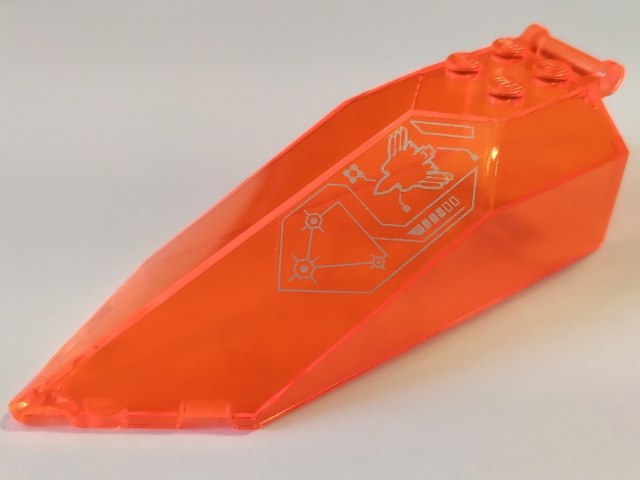 Lego Windscreen 10 x 4 x 2 1/3 Canopy Pointed with Bar Handle with Silver Circuitry Pattern (Sticker) - Set 70351