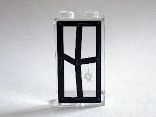 Lego Panel 1 x 2 x 3 with Side Supports - Hollow Studs with Black Window Frame Bent with Hole in Bottom Right Pane Pattern (Sticker) - Set 75904