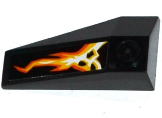 Lego Wedge 4 x 2 Triple Right with Cracks, Lava and Black Stones Pattern (Sticker) - Set 70314 / Black