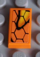 Lego Tile 1 x 2 with Snakeskin Pattern Model Right Side (Sticker) - Set 8158 / Orange