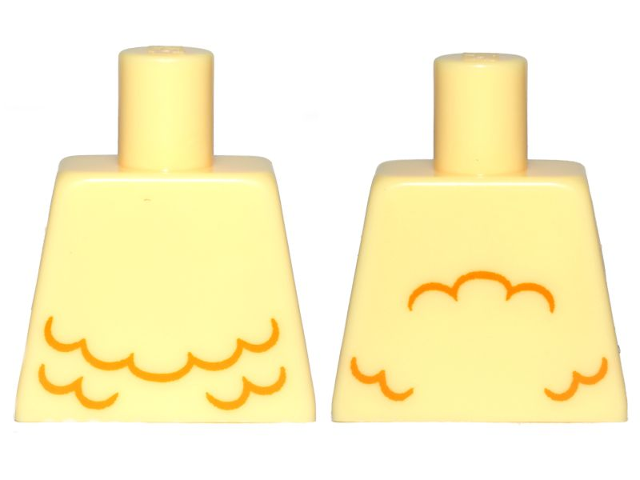 Lego Torso Bright Light Orange Wavy Lines (Feathers) Pattern