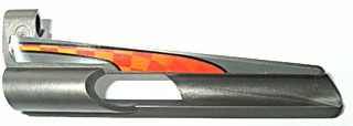 Lego Technic, Panel Fairing # 8 Small Long, Large Hole, Side B with Large Red and Orange Checkered Pattern (Sticker) - Set 8473