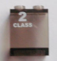 Lego Panel 1 x 2 x 2 - Hollow Studs with White '2 CLASS' Left Pattern (Sticker) - Set 7897