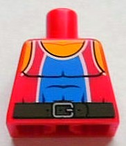 Lego Torso Tank Top with Blue Center Panel and Black Belt Pattern / Red