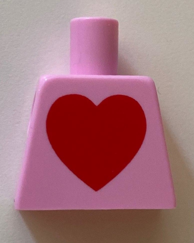 Lego Torso with Large Red Heart Pattern (BAM) / Bright Pink