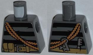 Lego Torso Sweater Striped with Utility Belt, Rope and Keys Pattern / Dark Bluish Gray