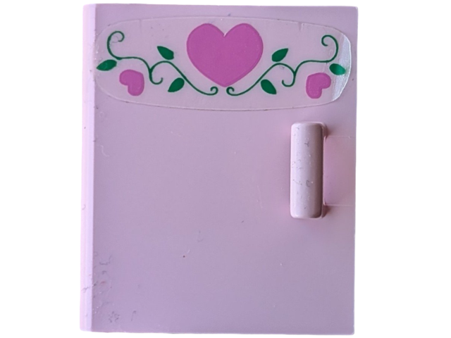 Lego Container, Cupboard 4 x 4 x 4 Door with 3 Dark Pink Hearts and Vine Pattern (Sticker) - Set 5860