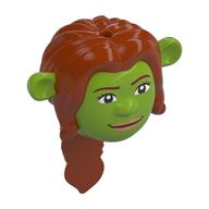Lego Head Special, Ogre with Dark Orange Long Hair Pattern, with Dark Brown Eyebrows, Nougat Lips Print (Fiona) / Lime