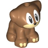 Lego Animal, Dog Pup with Tan Face and Toes, Big Eyes Print / Medium Nougat