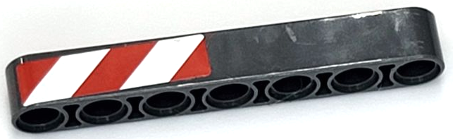 Lego Technic, Liftarm Thick 1 x 7 with Red and White Danger Stripes Pattern Model Right Side (Sticker) - Set 42009