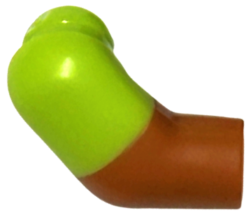 Lego Arm, Right with Molded Lime Short Sleeve  Pattern / Dark Orange