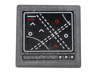Lego Road Sign 2 x 2 Square with Open O Clip with Computer Screen with Circles, Arcs and Dotted Lines Pattern (Sticker) - Set 76051