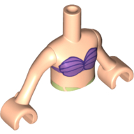 Lego Minidoll Torso Girl with Dark Purple Shell Bikini Print, Light Nougat Arms and Hands / Light Nougat